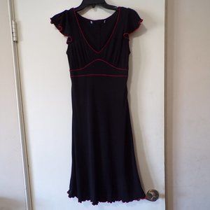 Women's Black Dress w/ Red Embroidery